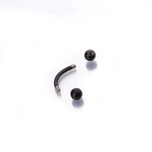 Neon black coated stainless steel curved barbell eyebrow ring piercing with dual beads