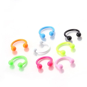 Lot de huit piercings de nez fer à cheval en acier inoxydable aux couleurs néon