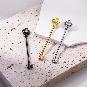 Pendiente De Barra Industrial Con Forma De Llave Acero Inoxidable Corazón Ópalo Sintético Joyería Para Piercing Cartílago Estilo Gótico Punk