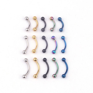Stainless Steel Curved Barbell Eyebrow Studs Ball End Body Piercing Jewelry Fashion Rings For Men And Women