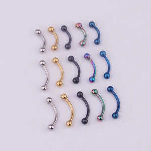 15-piece set of 316L stainless steel curved barbell eyebrow rings in 5 vibrant colors