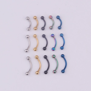 Surgical 316L stainless steel eyebrow rings with ball ends in five assorted colors