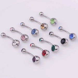 Stainless Steel Belly Piercing Rings With Colorful Rhinestone Curved Barbell Body Jewelry For Women Fashion