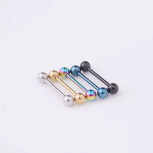 Five-piece set of 316L stainless steel barbell piercing jewelry in assorted metallic colors