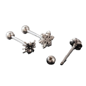 Lot de piercings en acier inoxydable avec motifs d'araignée, de flocon et de fleur