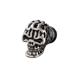 Gotischer Totenkopf-Ohrstecker aus Edelstahl im Vintage-Silber-Look für Herren