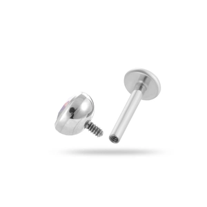 Piercing labret de titanio F136 con rosca interna y piedra de circonita