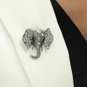 Vintage Legierung Elefantenkopf Brosche Mit Strass Verzierung Antik Gold Silber Damen Mode Schmuck Zubehör