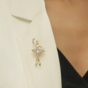 Elegant Ballerina Brooch For Women Alloy Rhinestone Inlaid Pin For Banquet Wedding Dress Decoration Jewelry Accessory Gift