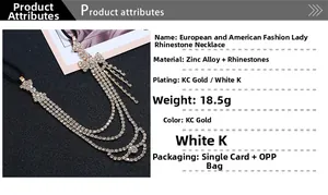 Détail du collier noeud en strass avec spécifications techniques et options de placage