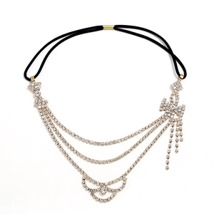 Chaîne de Tête Multicouche en Alliage de Strass de Luxe Pour Femmes Doux Nœud Cristal Bandeau Cheveux Mariage Fête Mariée Accessoires