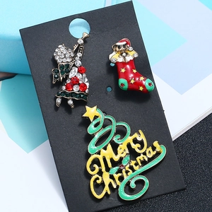 Luxus Legierung Strass Weihnachten Brosche Kollektion Für Damen Merry Christmas Baum Schneemann Engel Socke Emaille Reversnadel Geschenk