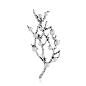 Broche branche vintage dorée avec perles blanches élégantes accessoire de mode pour femme