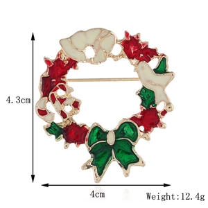 Broche couronne de Noël avec colombe blanche et baies rouges bijou de fête cadeau