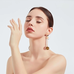 Sweet Star Faux Fur Pom Pom Long Drop Earrings For Women Gold Plated Zinc Alloy Leopard Print Plush Ball Earring Jewelry