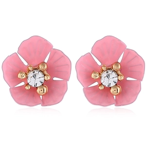 Elegante rosa Blumen-Kristallstecker mit zarten Blütenblättern und zentralem Edelsteindekor