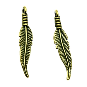 Pendentifs plumes en bronze rétro pour bijoux DIY et accessoires de vêtements faits main