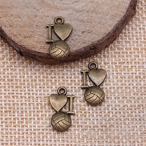 Drei antike Bronze Anhänger Volleyball Design für DIY Halsketten und Schmuckherstellung
