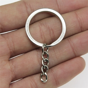 Metal Key Ring With Chain Flat Round Split Keychain Rings DIY Handcrafted Jewelry Making Findings Connector Accessories For Keys