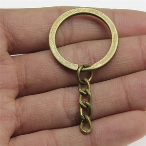 Pack of 10 vintage bronze metal key rings with chain links for DIY jewelry making
