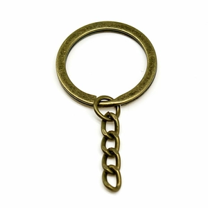 Pack of 10 antique bronze 28mm iron key rings with chain for DIY jewelry making