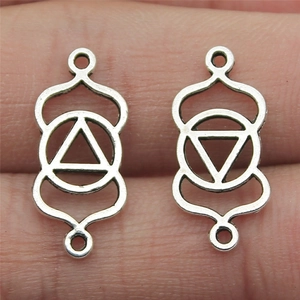 Vintage silver chakra pendant connectors for DIY jewelry making in hollow geometric style