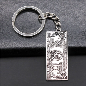 Vintage Antique Silver 100 Dollar Bill Alloy Keychain Retro Metal Money Pendant Key Ring For Tourist Souvenir Gift Unisex Accessories