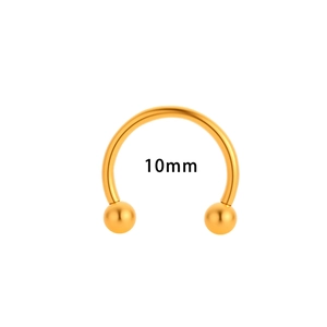 Classic golden G23 titanium horseshoe ring 10mm inner diameter circular barbell piercing