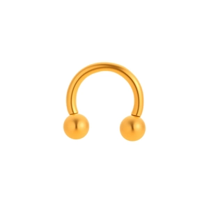Classic golden G23 titanium horseshoe septum ring with ball ends for body piercing