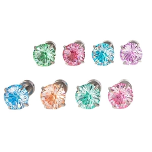 Boucles d'oreilles en acier chirurgical avec zircons 8 couleurs taille feu d'artifice