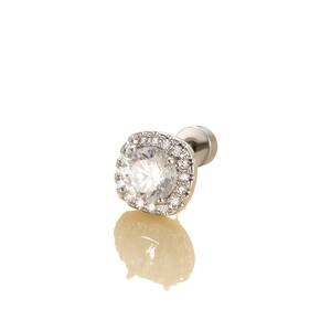 Boucles d'oreilles carrées en zircon brillant en acier titane avec fermoir à vis