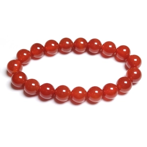 Classic red agate beaded bracelet for women featuring 19 polished translucent round beads