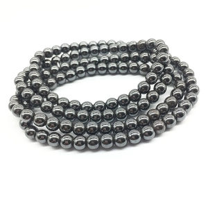 Gepolijste zwarte hematiet wikkelarmband en kralen yoga ketting set voor dames
