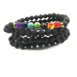108 Mala Kralen Ketting Natuurlijke Lavasteen Tijgeroog Hematiet Chakra Yoga Meditatie Wikkelarmband Voor Dames Heren Etnische Sieraden