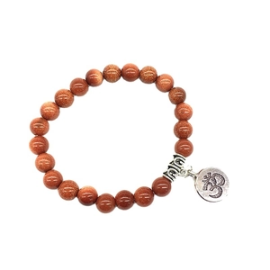 Bracelet en perles de grès doré 3D avec pendentif Om argenté pour homme et femme