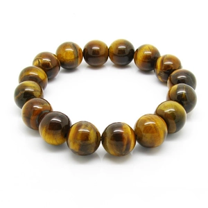 Natural yellow tiger eye stone bead bracelet with silk luster and cat-eye effect