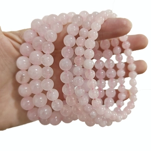 Simple Sweet Pink Rose Quartz Beaded Bracelet Minimalist Natural Stone Round Beads Elastic Bracelet Fashion Jewelry For Women