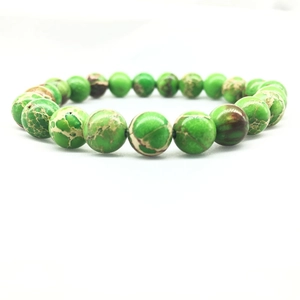 Bracelet Perlé en Agate Jaspe Impérial Naturel Perles de Pierre Ronde Bracelet de Méditation Yoga Minimaliste Bijoux Unisexe Cadeau
