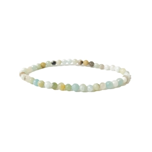 Minimalist 4mm natural crystal beaded stretch bracelet with colorful stone spheres