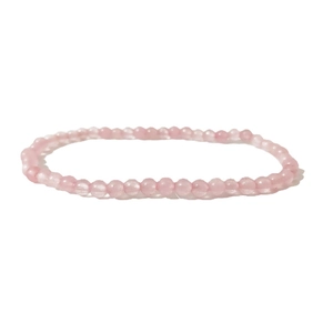 Pink rose quartz crystal beaded bracelet with 4mm round energy stones on elastic cord