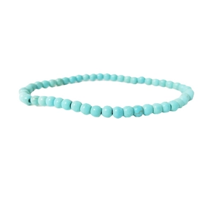 Minimalist 4mm turquoise stone beaded elastic energy bracelet on white background