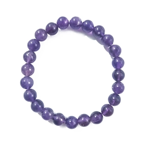 Bracciale di Perle Tonde in Ametista Naturale per Uomo Donna Minimalista Viola Cristallo Braccialetto Elastico Moda Gioielli Regalo