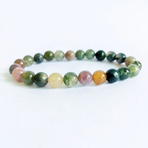 Natural colorful moss agate gemstone beaded bracelet with polished round 8mm stones