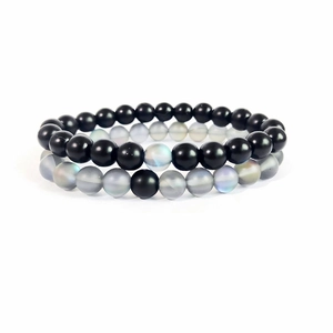 Gematteerde Glas Kralen Armband Iriseer Maansteen Stijl Elastische Kralen Armbanden Voor Dames Heren Regenboog Gloed Sieraden Accessoire