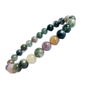 Colorful natural moss agate and mixed gemstone beaded bracelet for women and men