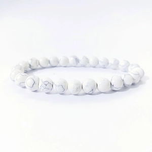 Detailed view of 8mm white turquoise stone beads for yoga meditation bracelet