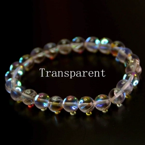 Bracelet en perles de cristal arc-en-ciel avec reflets de pierre de lune irisée