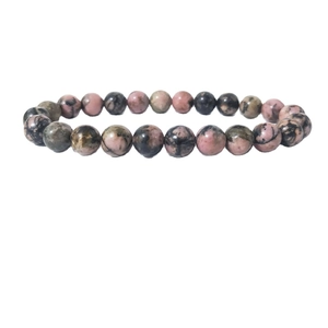 Pulsera de cuentas de rodonita natural de 8mm con piedras rosas y negras