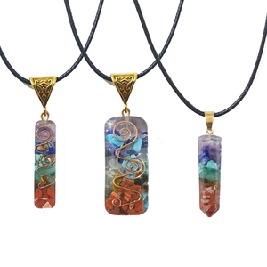 Natuursteen Zeven Chakra Hars Hanger Ketting Handgemaakte Orgonite Energie Genezing Koperdraad Spiraal Sieraden Voor Dames Heren