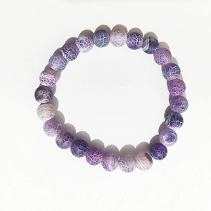 Purple dragon vein agate beaded bracelet with 8mm natural stones on elastic cord